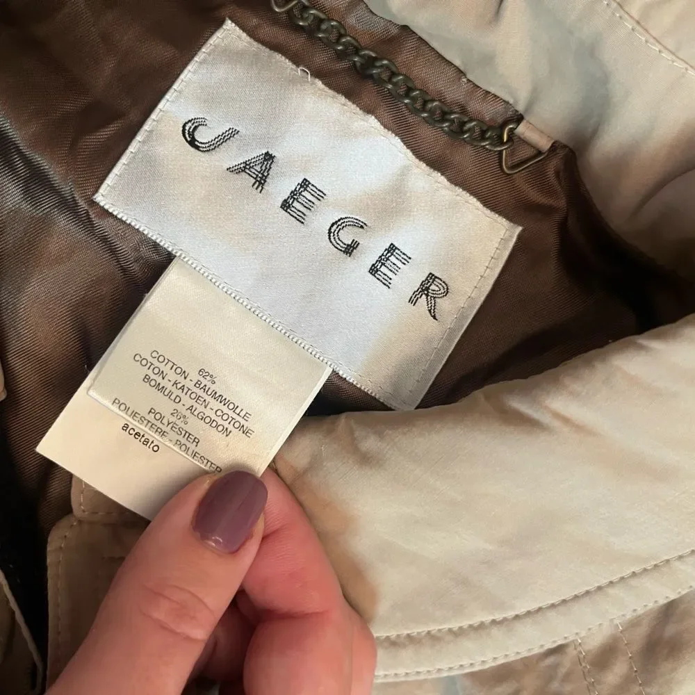 Vintage Jaeger Beige Women's Lined Trench Coat Size M